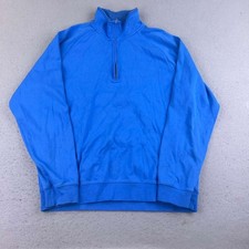 Brooks Brothers 346 Sweatshirt Mens Large Blue Supima Cotton 1/4 Zip Performance