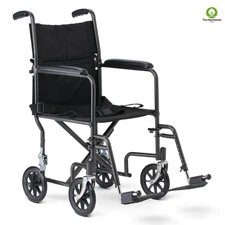 Medline Folding Wheelchair with Swing-Away Footrests, 19" Seat Black