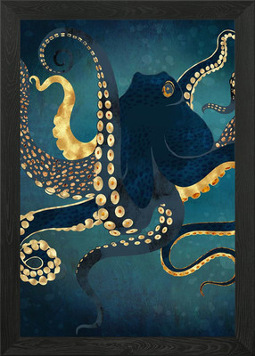 Metallischer Oktopus IV gerahmtes Wandbild Poster Leinwanddruck Bild