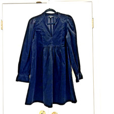 Banana Republic Dress Womens Small Black Long Sleeve Corduroy Mini Babydoll
