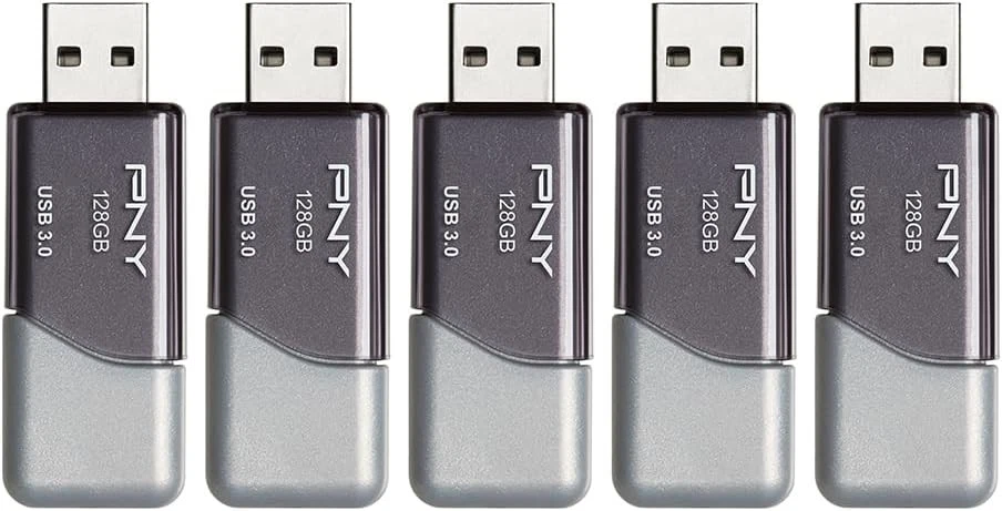 PNY 128GB Turbo Attaché 3 USB 3.0 Flash Drive 5-Pack – 5-Pack, Grey  - Image 3 of 4