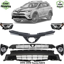 Front Grille Assembly & Headlight Assembly Kit For 2016-2018 Toyota RAV4