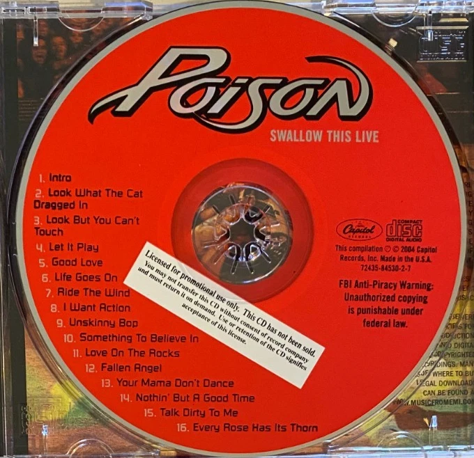 Poison –  Swallow This Live CD 2004 Promo - Image 3 of 4