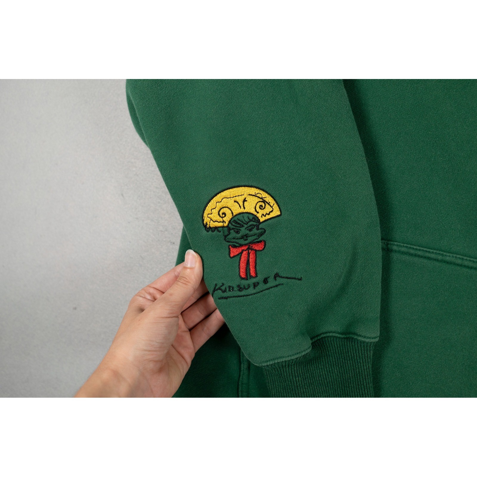 KidSuper Studios Embroidered Graphic Hoodie Green Cotton Sweatshirt Medium image 6