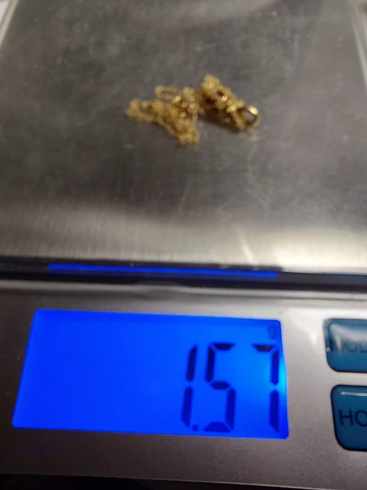 Colgante de rubí natural de oro de 14K y delicada cadena de oro de 18" de 14K Foto 4 de 4