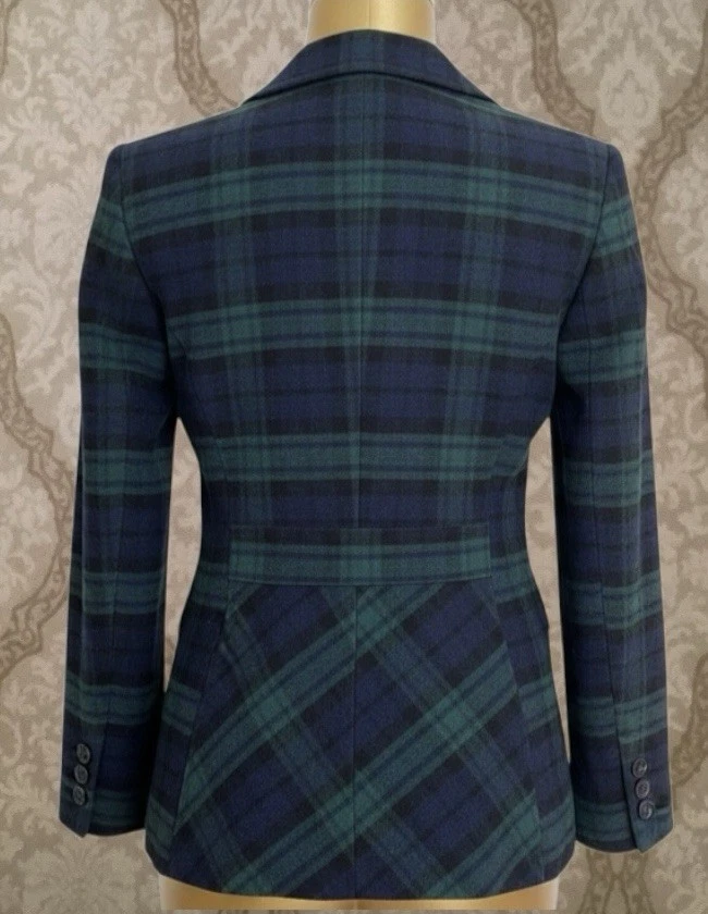 Talbots черный часы Tartan клетку Blazer куртка зеленый темно-синий шерсти размер 8 новый без ЯРЛЫКОВ - Изображение 2 из 3