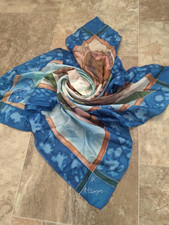 Vintage NK Silk Scarf Large Floral Print Square 33 x 34