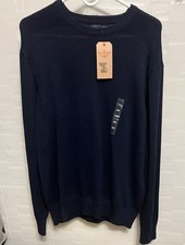 DOCKERS Long Sleeve Pull Over Sweater Men's Size Large Navy Ribbed Neck NWT
