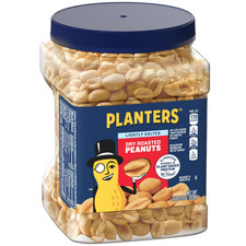 PLANTERS Lightly Salted Dry Roasted Peanuts, Party Snacks, Plant-Based Protein,