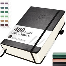 Lined Journal Notebook, 400 Pages Thick Journal for Writing, A5 Hardcover Leathe