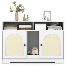 43" Hidden Cat Washroom Furniture w/ Storage Double Rooms Scratching Board