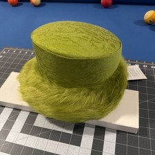VTG ASHRO Bucket Hat One Size Lime Green Faux Fur Brim Church / Derby - New