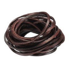 3.3 Yards 3mm Flat Leather Cord, Leather Lacing Strips for DIY Crafts Coffee