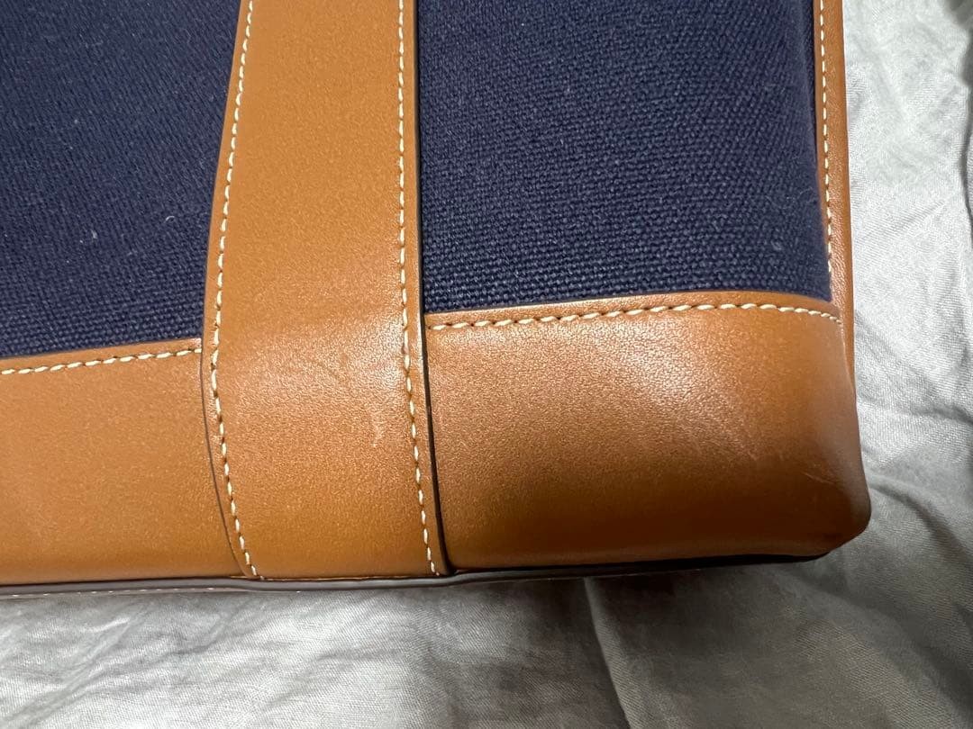 Tory Burch Perry Multistripe Canvas Leather Navy Tote Bag Women's From Japan thumbnail 8