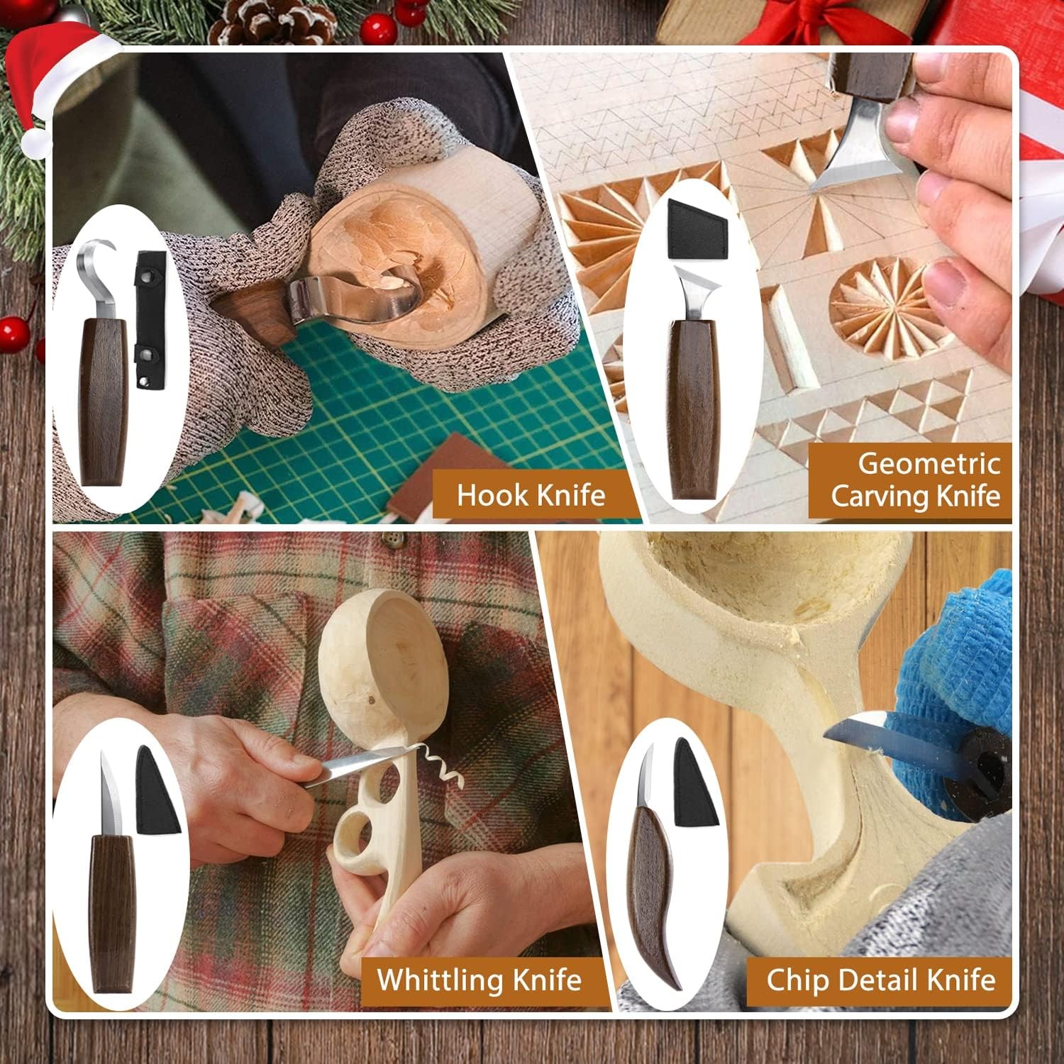 Wood Carving Kit 22PCS Wood Carving Tools Hand Carving Knife Set with Anti-Slip 