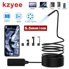 32.8FT Wireless Endoscope Borescope Semi-rigid Cable Inspection Camera 6 LED