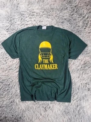 Vintage T-Shirt The Claymaker Football Grün & Gelb Hanes Usa Style 90s Xl