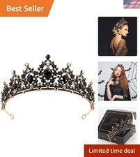Luxurious Black Baroque Tiara - Perfect for Weddings and Halloween Celebrations