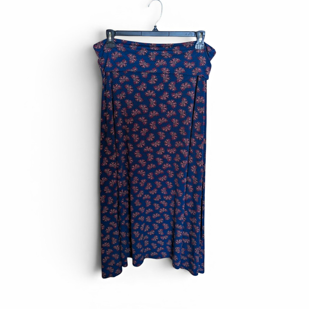 LuLaRoe Women’s Blue Red Yellow Floral Maxi Long Skirt, Size L Regular