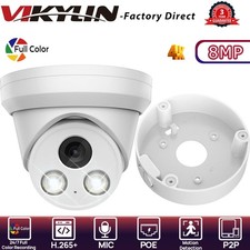 VIKYLIN Turret POE 24h Full Color 8MP 4K IP CAMERA Junction Box MIC Outdoor Lot