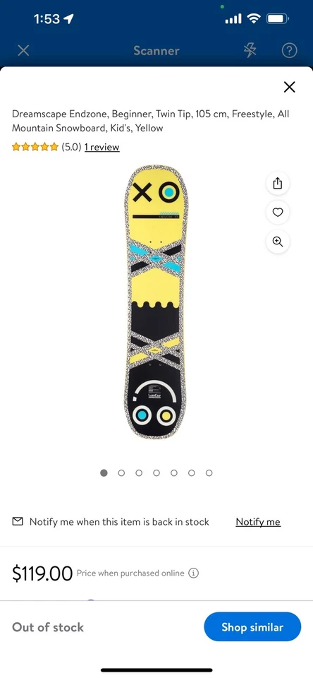 Dreamscape Endzone, Principiante, Doble Extremo, 105 cm, Freestyle, Snowboard, Niños Foto 3 de 4