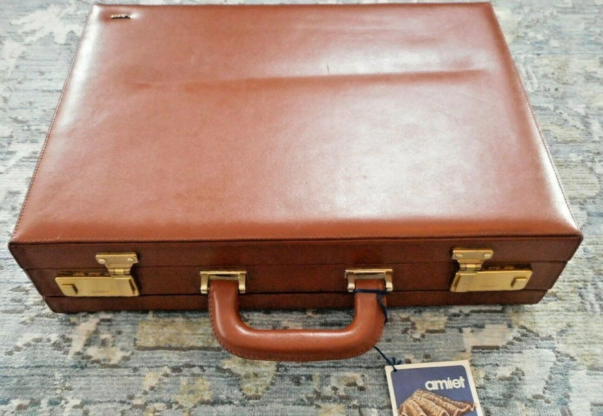 Genuine Leather Briefcase With Swiss Amiet Three Digit Combination Lock