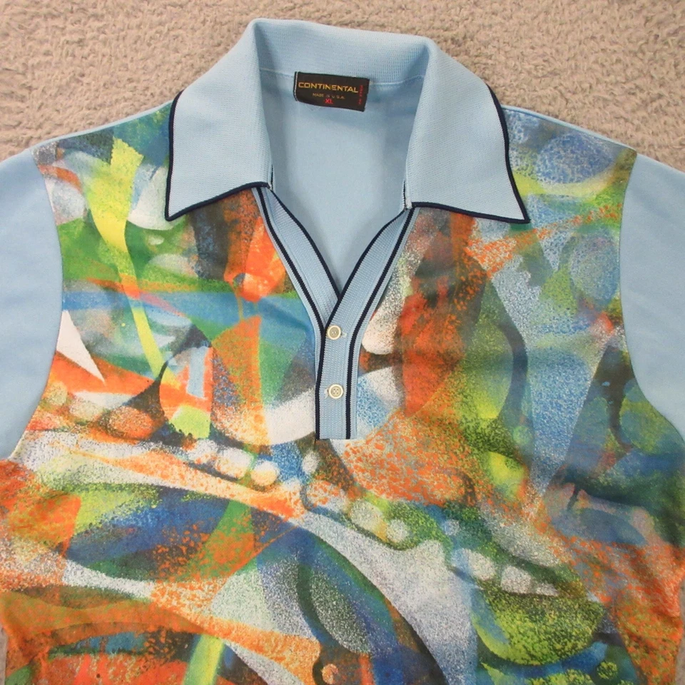 Polo Continental Vintage Para Hombres XL Estampado Gráfico Arte Retro Hecho en EE. UU. Foto 2 de 4