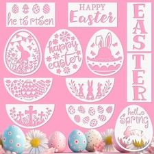 Large Easter Stencils for Painting on Wood 12 PCS Happy Easter Stencil PET St...