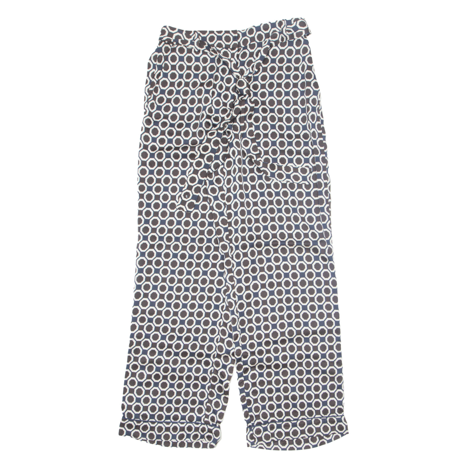 Pantalones De Mujer Con Cinturón Con Lunares Marrones Rectos Viscosa W28 L27