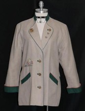Beige ~ Cotton Linen Women German Summer Country Dress Suit Coat Jacket 40 12 M