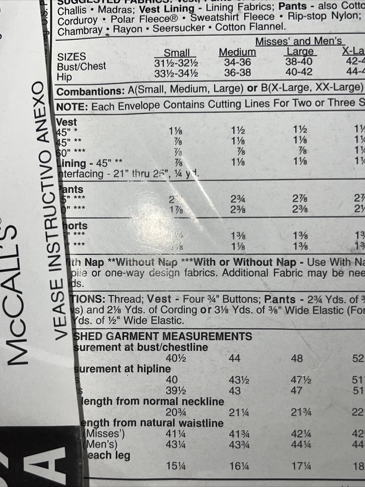 Stitch n Save 2169 Pattern Pants Shorts Vest Small Medium Large Miss Mens New - Image 2 of 4