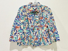 Coldwater Creek Women's Colorful Linen Blend Zip Up Denim Jacket Large