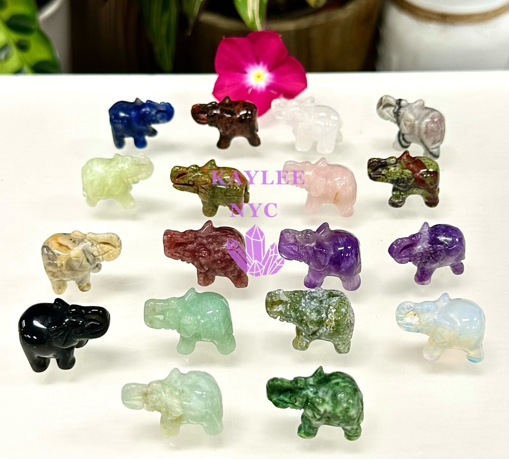 Wholesale Lot 18 PCs 1”  Mix Crystal Elephant Healing Energy