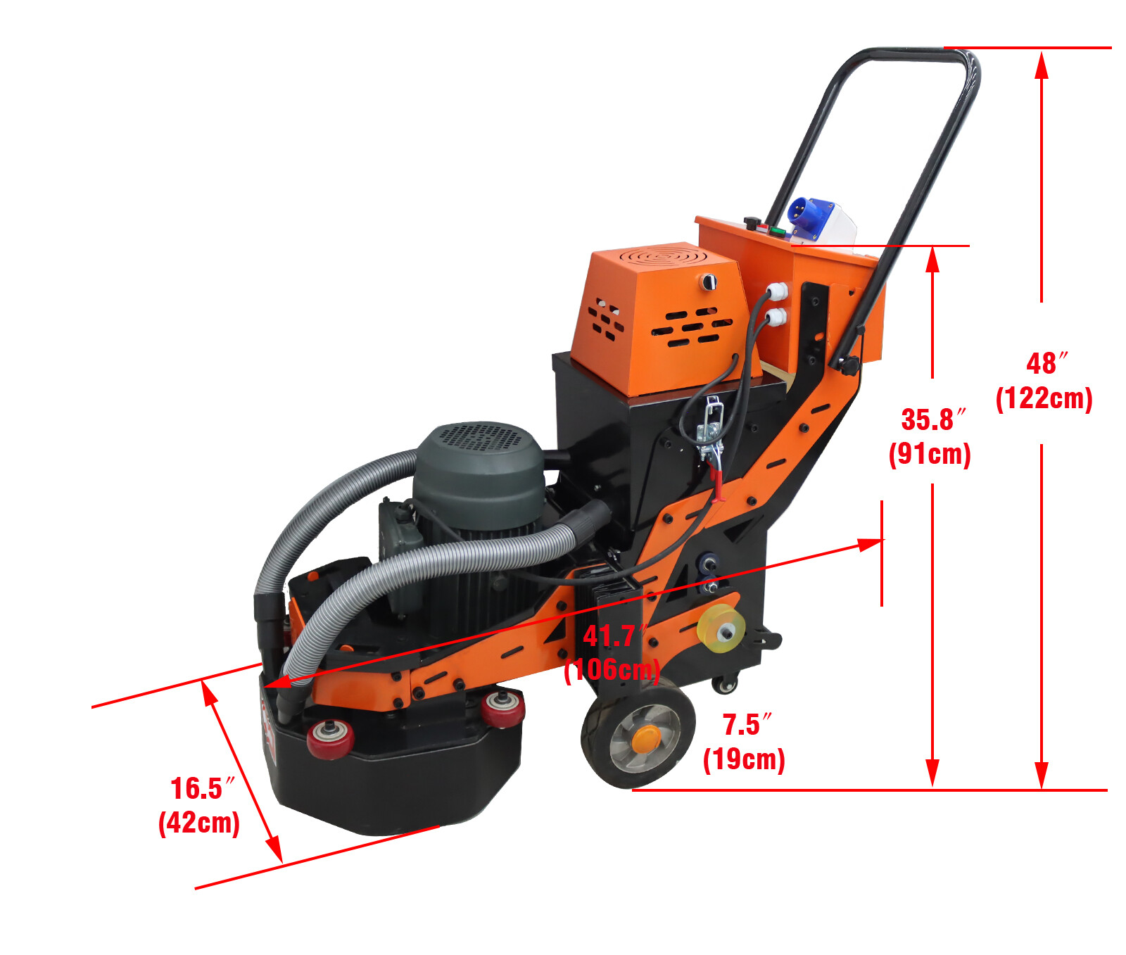 220V Concrete Floor Grinder Polishing Machine w/ 30L Dust Bucket 6 Grinding Head