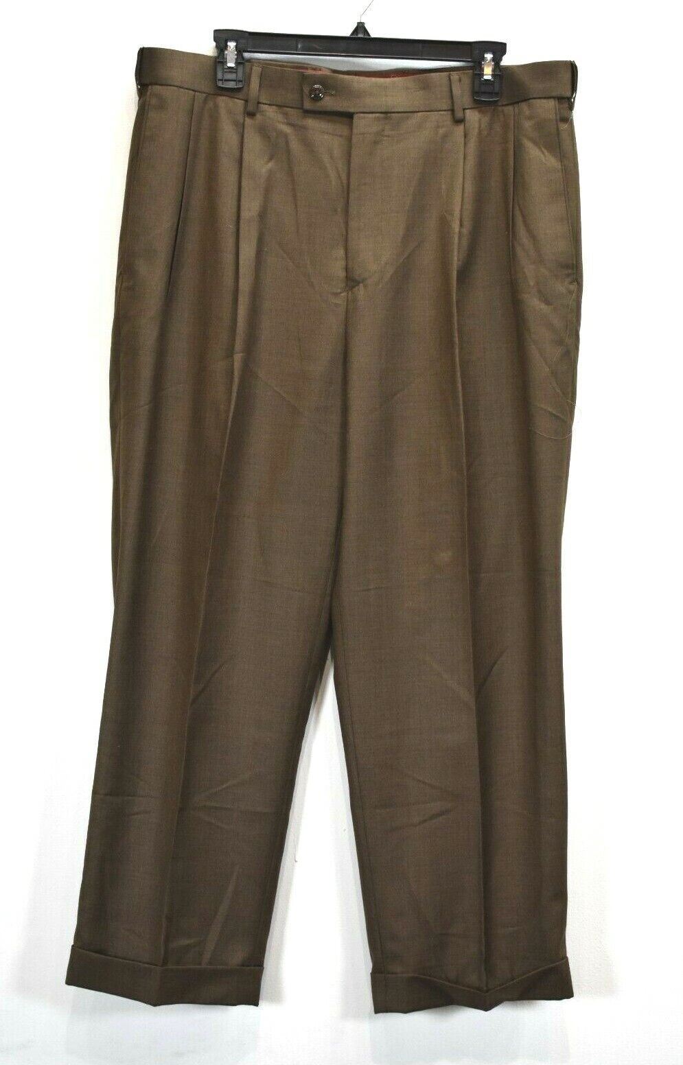 Louis Raphael Rosso Men Pleated Front Folded Cuff Career Dress Slack