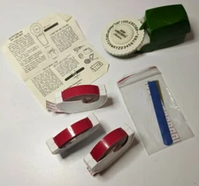 Vintage Dennison Duramatic, Dymo, Red, Universal, Embossing Label Tape, 3 Rolls 