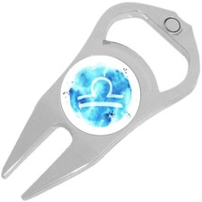 Watercolor Libra Golf Ball Marker Divot Repair Tool Bottle Opener