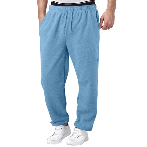 Herren Fleece gefütterte Jogginghose weites gerades Bein Hose unten Sweatpants Jogger - Bild 21 von 54