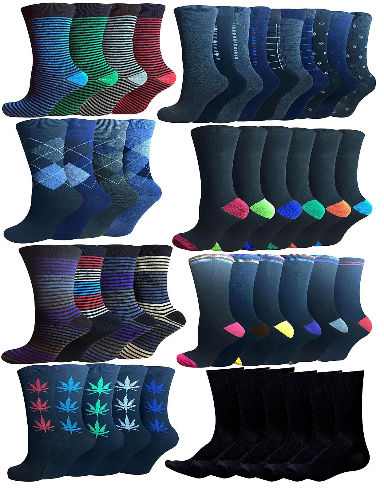 Men Rich Cotton Dress Socks Solid Argyle Pattern Socks Size 10-13
Opens in a new window or tab