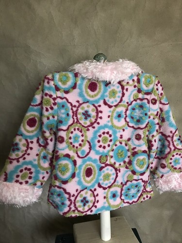 NEWHanna Andersson Fleece PINK FUR COLLAR/CUFFS Jacket Textured Lined 100 US 4 - Picture 3 of 4