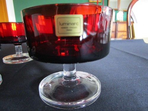 6 x Luminarc Gläser / rot- klar /Kult 60er 70er -/France/ Dessertschalen Sekt - Bild 3 von 5