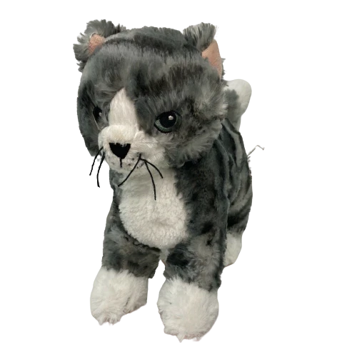 IKEA Lilleplutt Kitty Cat Plush Gray White Tabby Soft embroidered