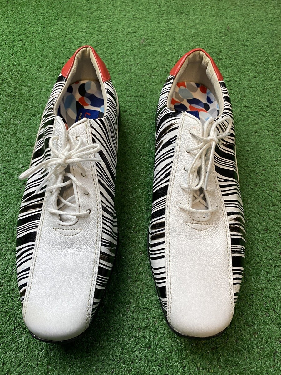 FootJoy FJ LoPro Collection White Zebra Print Spike Shoes Womens