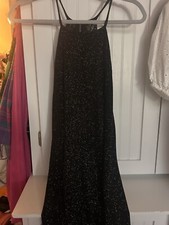 Sparkle Felt Black Dress with open lower back and top lace zippered 