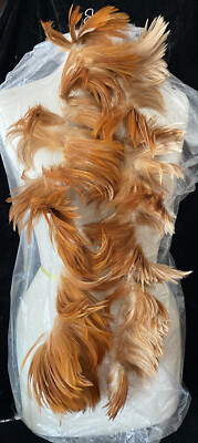 Red Rooster Feather Garland Farmhouse Tree Trim Natural Hackle 49'' Red