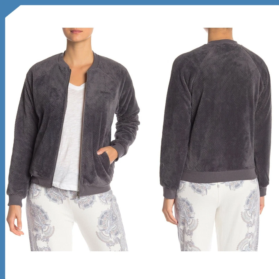 PJ Salvage Veste Femme Gris Charbon Taille 40 S En Pile Douce Avec Zip - Photo 2/4