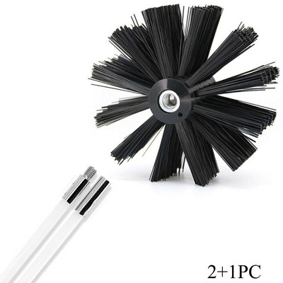 Chimney Sweeping Cleaner Brush Flue Cleaning System Fireplace Tool Kit + 2 Rods