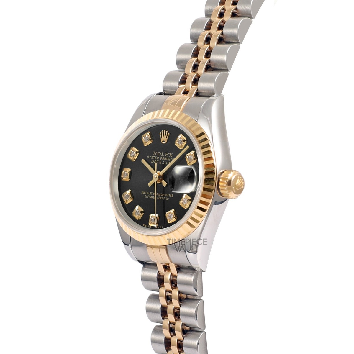 ROLEX LADY DATEJUST 79173 GOLD & S/STEEL 26MM BLACK DIAMOND DIAL