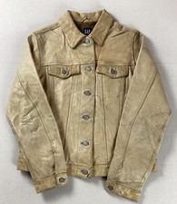 Vintage Gap Leather Trucker Jacket Biker Jacket Y2k Ladies’ Size M
