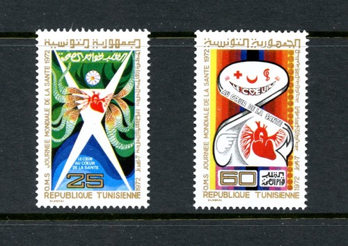 G117  Tunisia 1972  World Health Day hearts  2v.   MNH   - Afbeelding 1 van 1